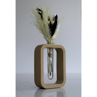 Square Beige Mini Vase - Small Handcrafted Ceramic Vase with Timeless Charm and Natural Elegance