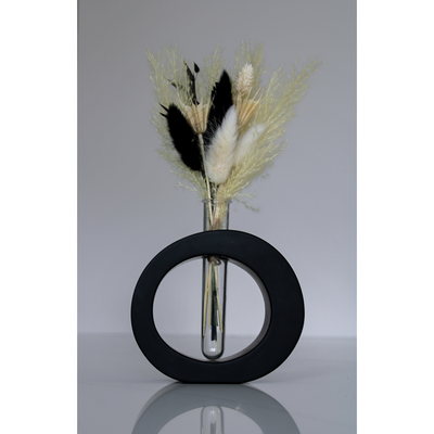 Black Oval Mini Vase - Small Handcrafted Ceramic Vase with Modern and Sophisticated Design