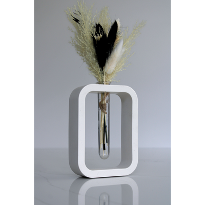 Rectangular White Mini Vase - Small Handcrafted Ceramic Vase with Clean and Contemporary Design