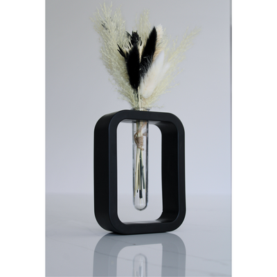 Rectangular Black Mini Vase - Small Handcrafted Ceramic Vase with Modern and Striking Aesthetics