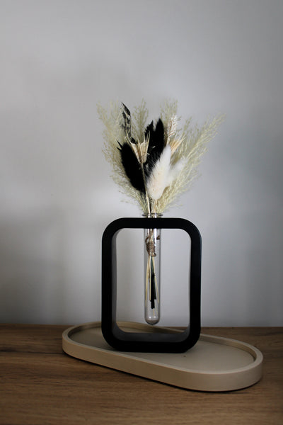 Rectangular Black Mini Vase - Small Handcrafted Ceramic Vase with Modern and Striking Aesthetics