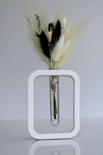 Rectangular White Mini Vase - Small Handcrafted Ceramic Vase with Clean and Contemporary Design