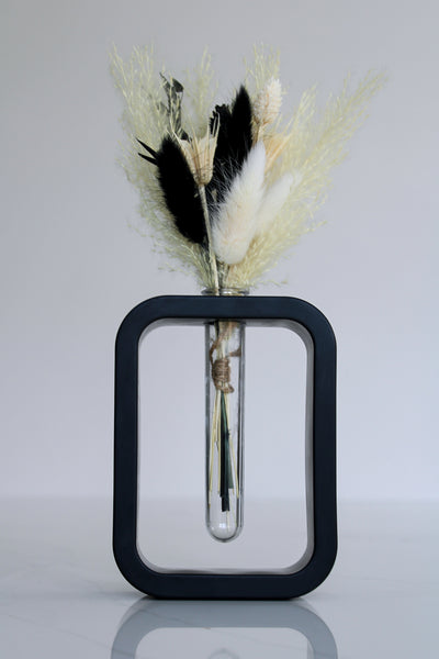 Rectangular Black Mini Vase - Small Handcrafted Ceramic Vase with Modern and Striking Aesthetics