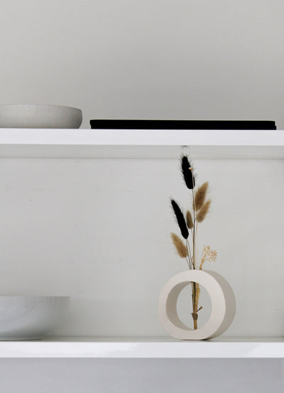 White Oval Mini Vase - Small Handcrafted Ceramic Vase with Sleek and Minimalist Design