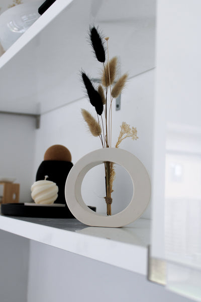 White Oval Mini Vase - Small Handcrafted Ceramic Vase with Sleek and Minimalist Design