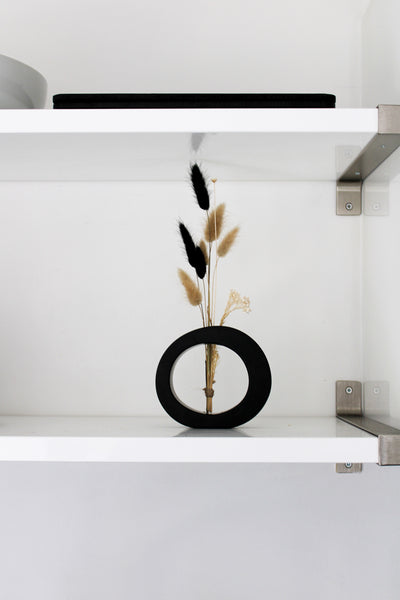 Black Oval Mini Vase - Small Handcrafted Ceramic Vase with Modern and Sophisticated Design