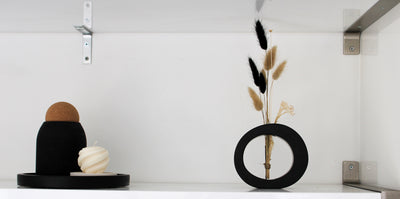 Black Oval Mini Vase - Small Handcrafted Ceramic Vase with Modern and Sophisticated Design