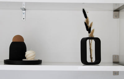 Rectangular Black Mini Vase - Small Handcrafted Ceramic Vase with Modern and Striking Aesthetics