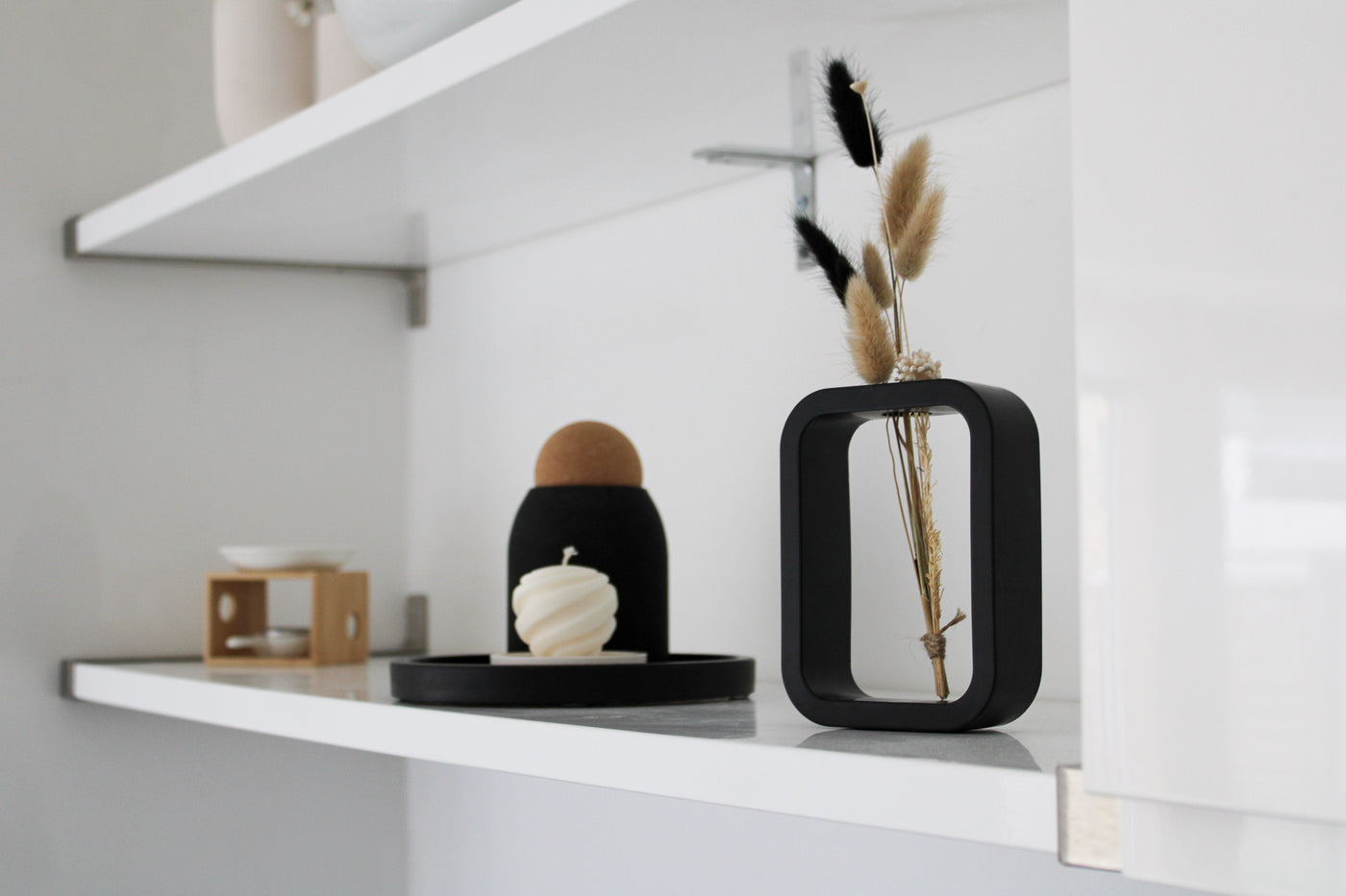 Rectangular Black Mini Vase - Small Handcrafted Ceramic Vase with Modern and Striking Aesthetics