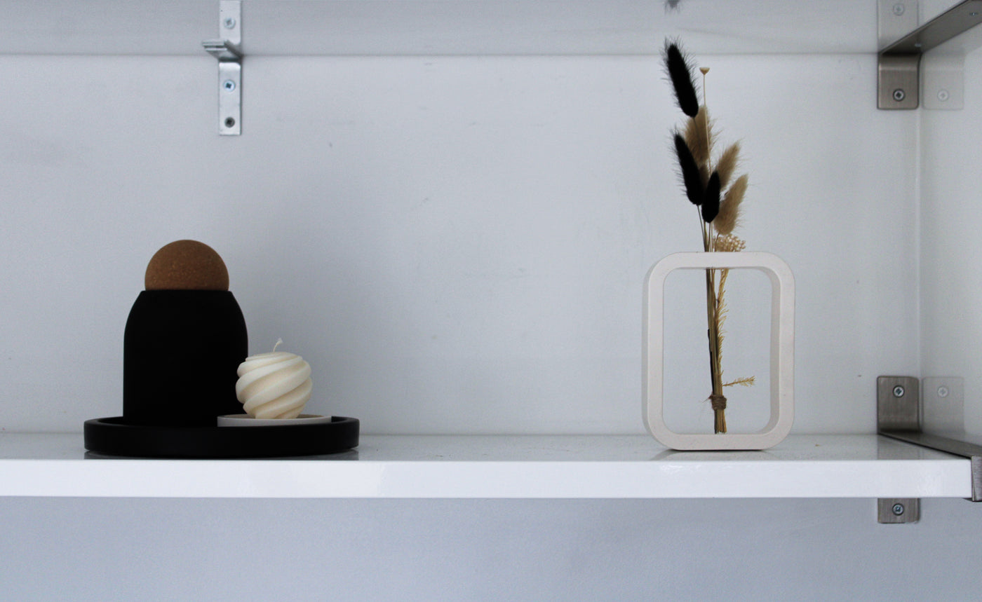 Rectangular White Mini Vase - Small Handcrafted Ceramic Vase with Clean and Contemporary Design