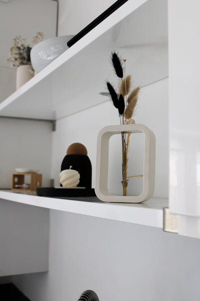 Rectangular White Mini Vase - Small Handcrafted Ceramic Vase with Clean and Contemporary Design