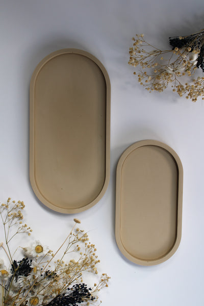 Beige Oval Tray  | Decorative Trinket Tray