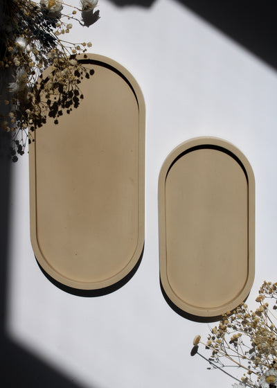 Beige Oval Tray  | Decorative Trinket Tray