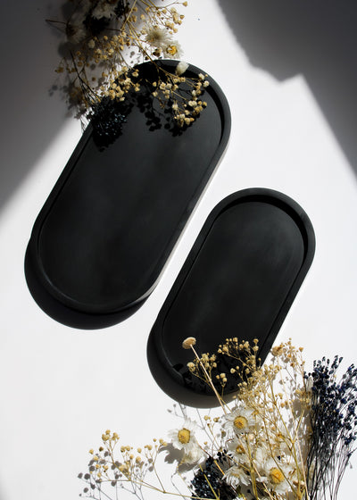Black Oval Tray  | Decorative Trinket Tray