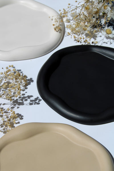 Modern Cloud Tray – Decorative Trinket Tray Black, White & Beige