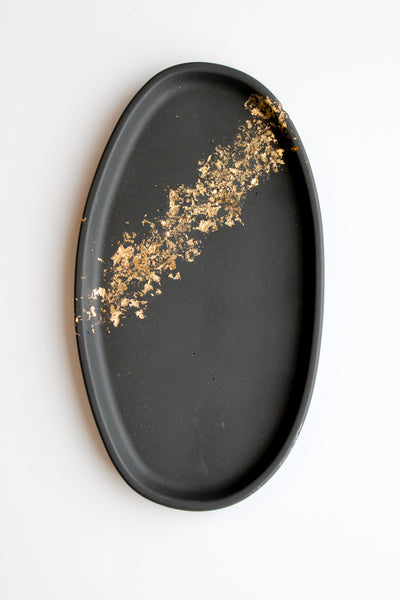 Black and Gold Irregular Oval Stone Tray