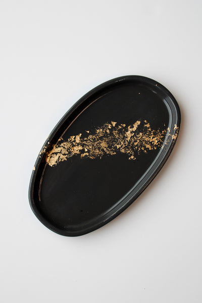 Black and Gold Irregular Oval Stone Tray