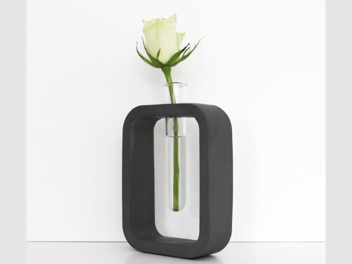 Dark Grey Vase | Rectangular Mini Vase