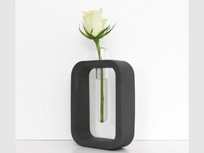 Dark Grey Vase | Rectangular Mini Vase