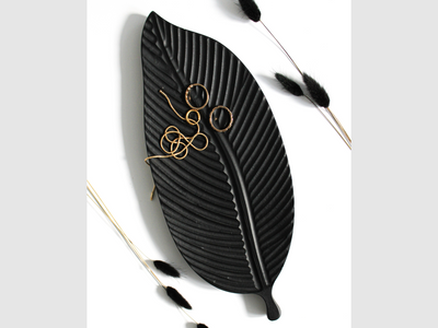 Black Leaf Tray  | Decorative Centrepiece Tray