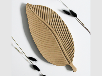Beige Leaf Tray  | Decorative Centrepiece Tray