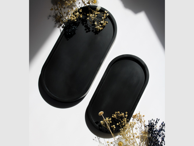 Black Oval Tray  | Decorative Trinket Tray