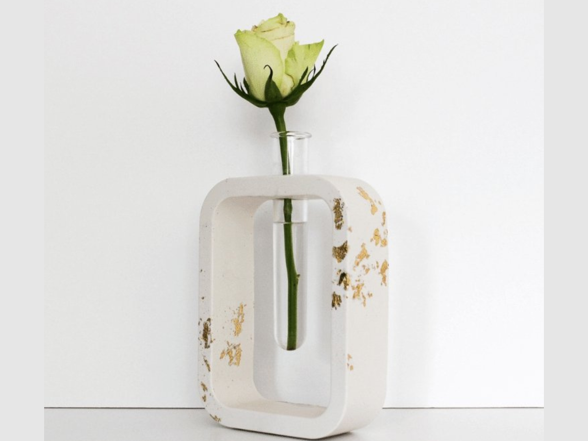 White and Gold Vase | Rectangular Mini Vase