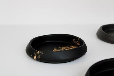 Modern stone black and gold drink coaster
