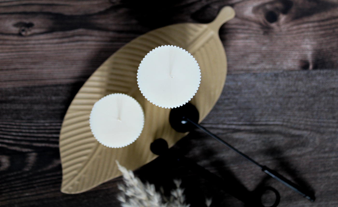 Tall Pillar Decorative Candle Set | Soy Wax Gift Set | Large Ribbed Decorative Candles