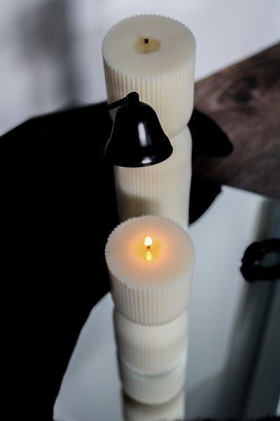 Tall Pillar Decorative Candle Set | Soy Wax Gift Set | Large Ribbed Decorative Candles