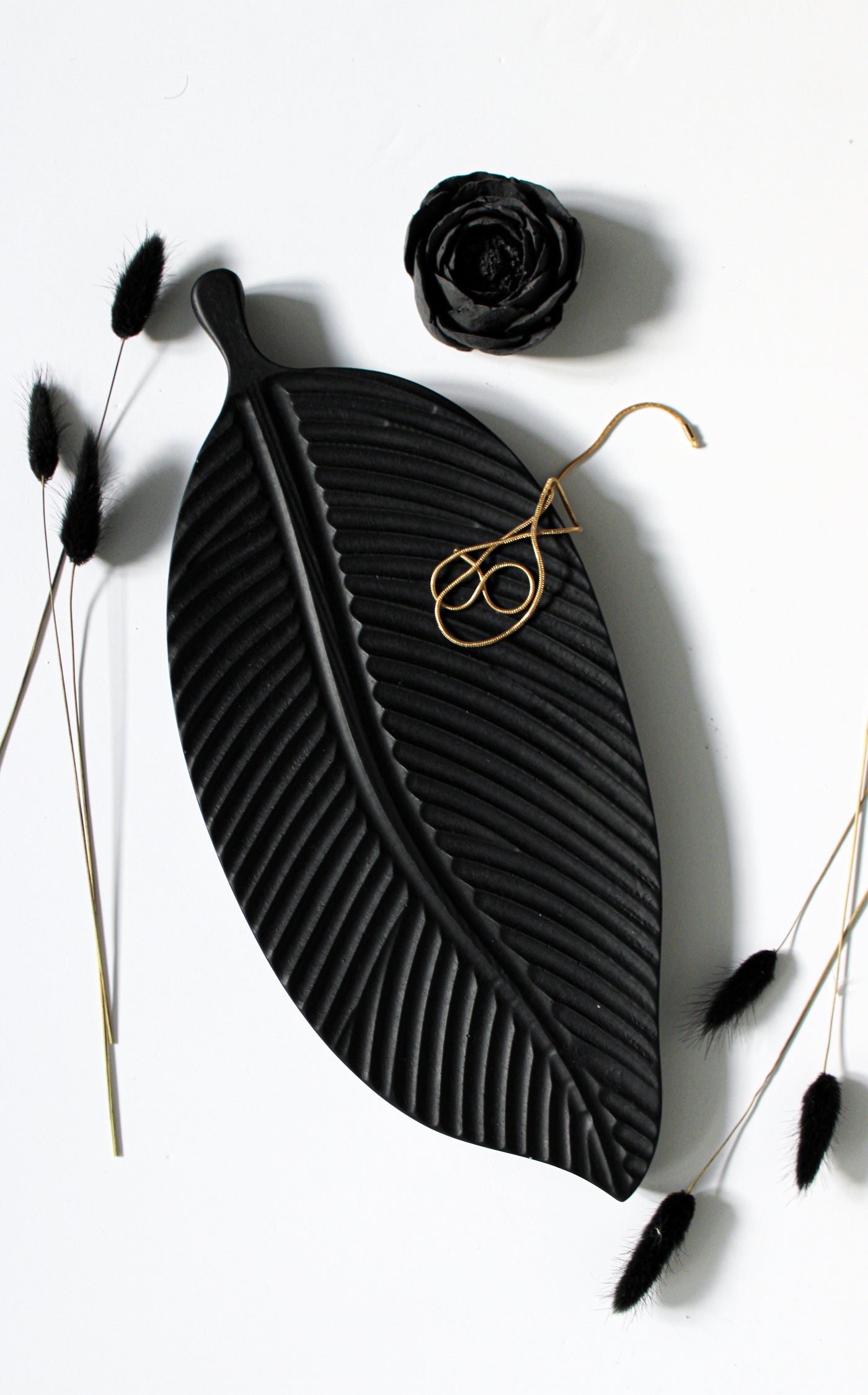 Black Leaf Tray  | Decorative Centrepiece Tray