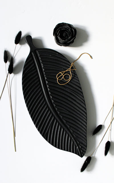 Black Leaf Tray  | Decorative Centrepiece Tray