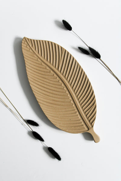 Beige Leaf Tray  | Decorative Centrepiece Tray