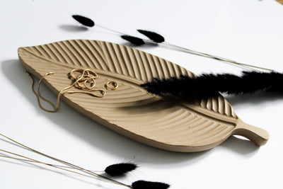 Beige Leaf Tray  | Decorative Centrepiece Tray