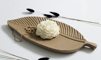 Beige Leaf Tray  | Decorative Centrepiece Tray