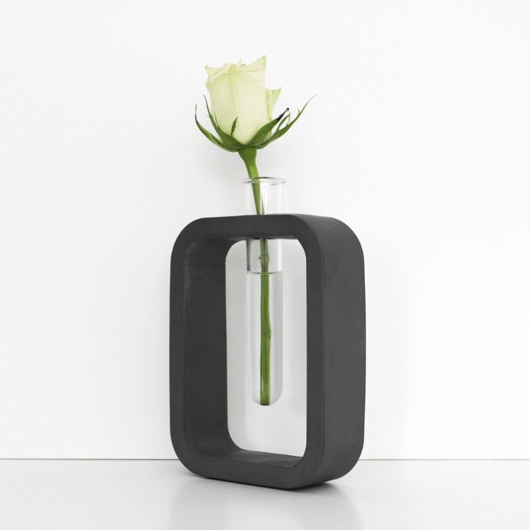 Dark Grey Vase | Rectangular Mini Vase - Pascal Studio