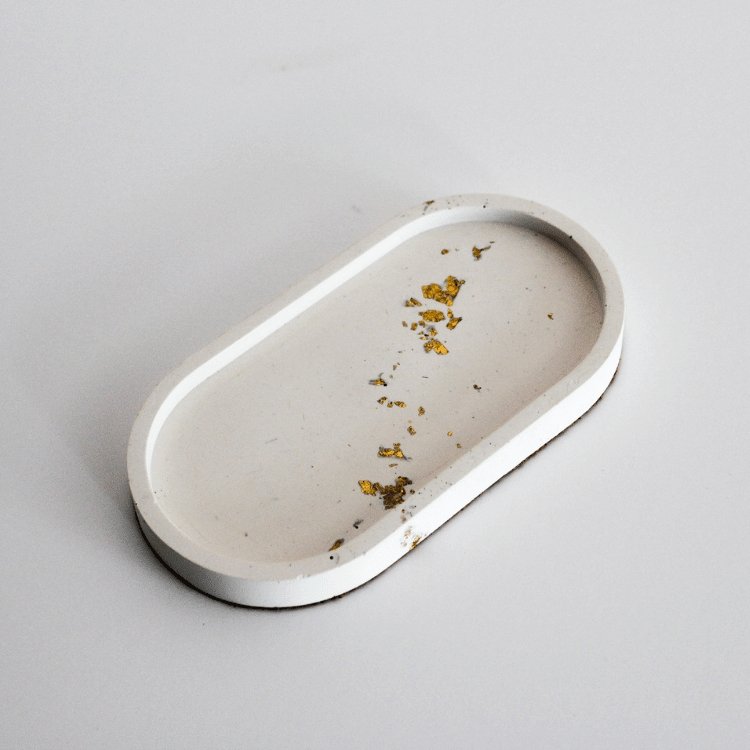 White and Gold Oval Tray | Oval Shaped Tray | Pascal Studio UK